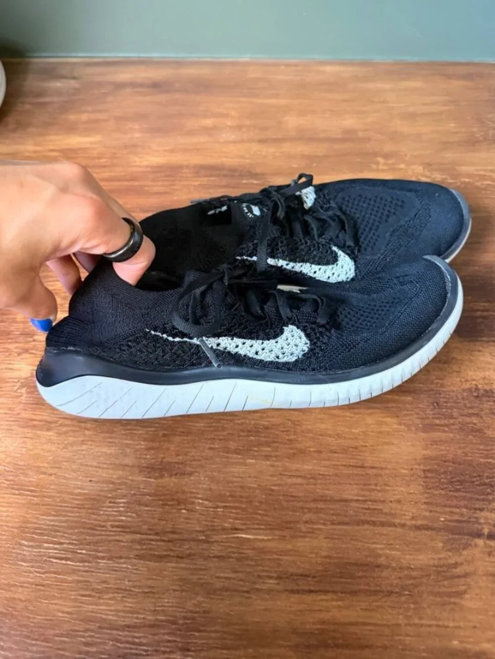 Nike Free RN Flyknit 2018 Black White Running Shoes